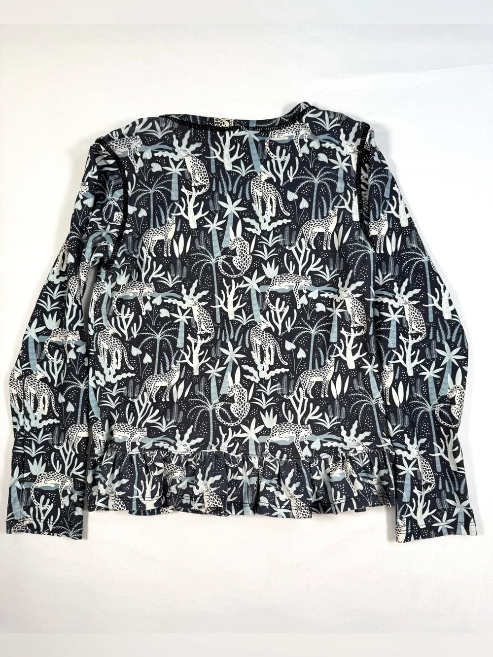 RUFFLE BUTTS Girls Leopard Jungle Rash Guard‎ Top Size 10 Safari Coastal Swim